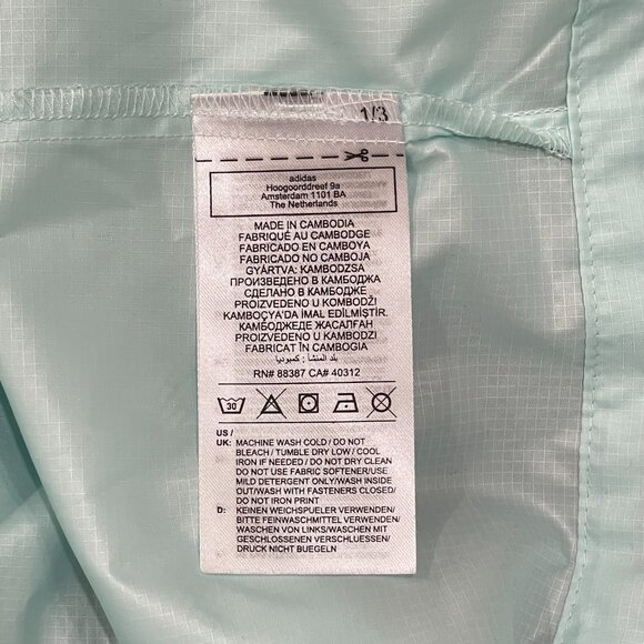 New Adidas Aeroready Jacket Small Full Zip Hood Ice Mint White Lightweight NWT - Picture 9 of 10